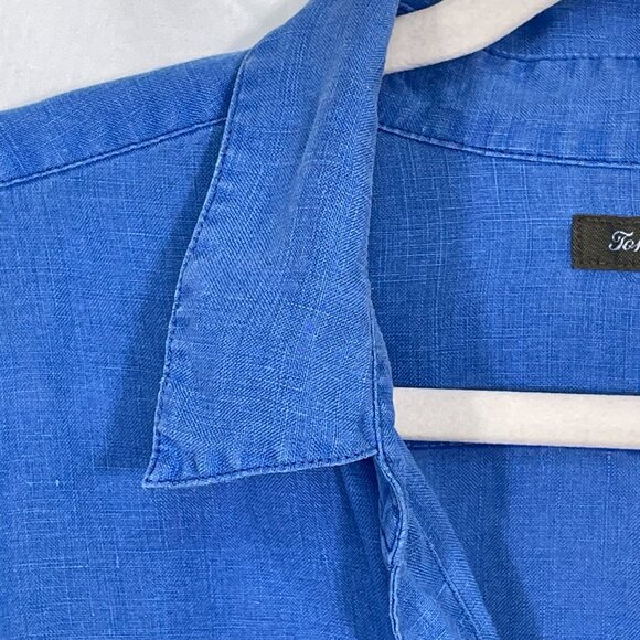 Tommy Bahama 100% Linen Garment Dyed Blue Button Down Shirt Coastal Size Large - Picture 5 of 11